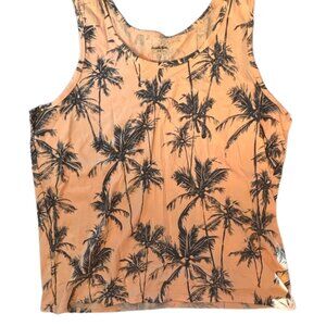Goodfellow & Co Peach Tank Top with Black Palm Print